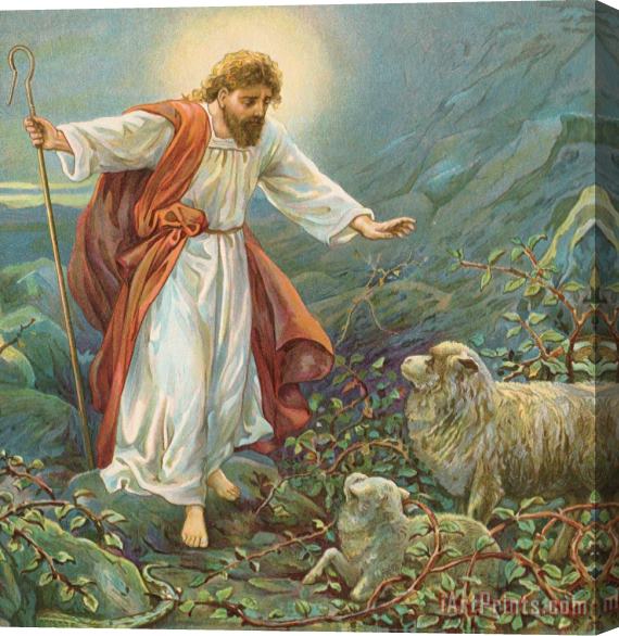 Ambrose Dudley Jesus Christ The Tender Shepherd Stretched Canvas Print / Canvas Art