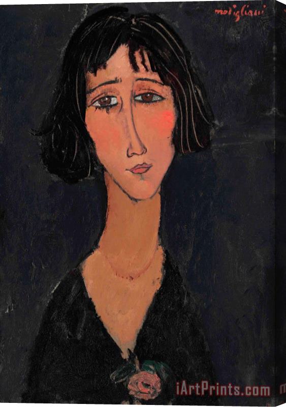 Amedeo Modigliani Jeune Femme a La Rose (margherita), 1916 Stretched Canvas Painting / Canvas Art