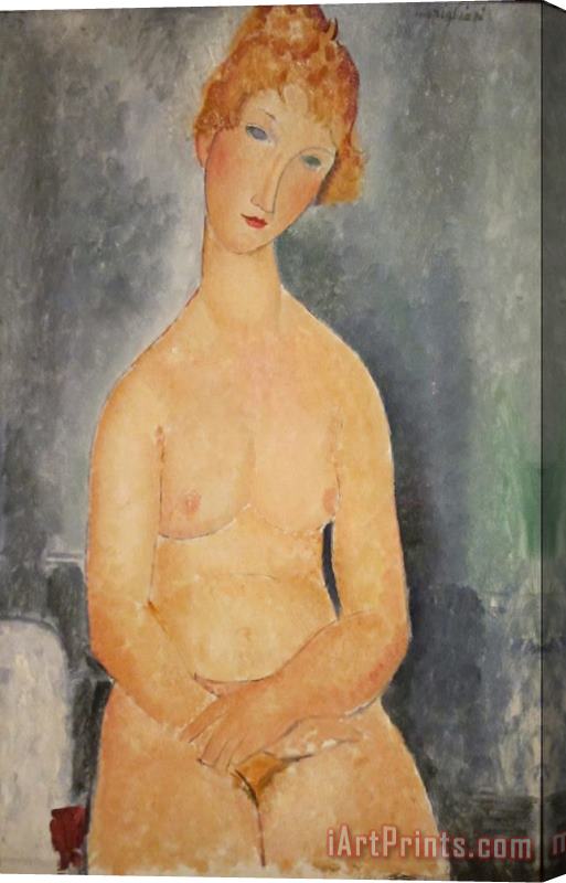 Amedeo Modigliani Seated Nude Woman Painting Stretched Canvas Print / Canvas Art
