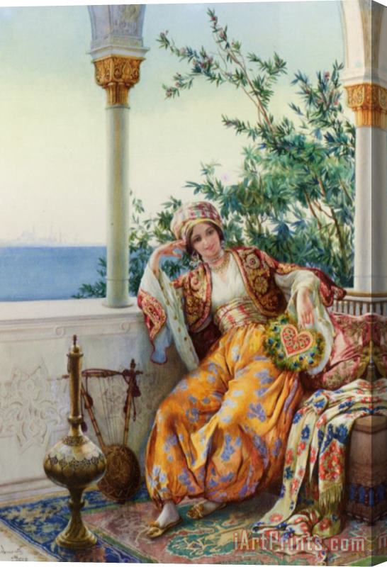 Amedeo Momo Simonetti A Turkish Beauty Resting on a Terrace Stretched Canvas Painting / Canvas Art