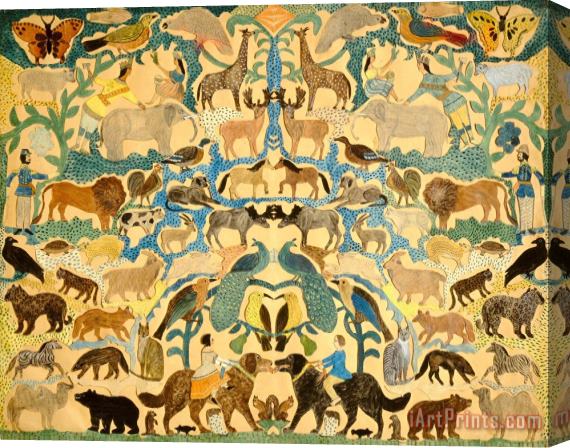 American School Antique Cutout Of Animals Stretched Canvas Print / Canvas Art