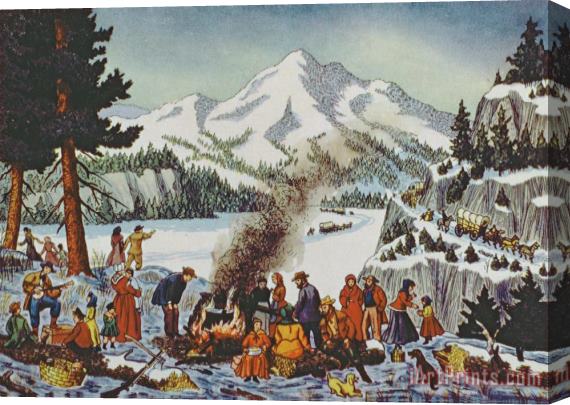 American School Christmas card depicting a Pioneer Christmas Stretched Canvas Painting / Canvas Art