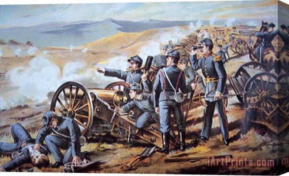 American School Federal field artillery in action during the American Civil War Stretched Canvas Print / Canvas Art