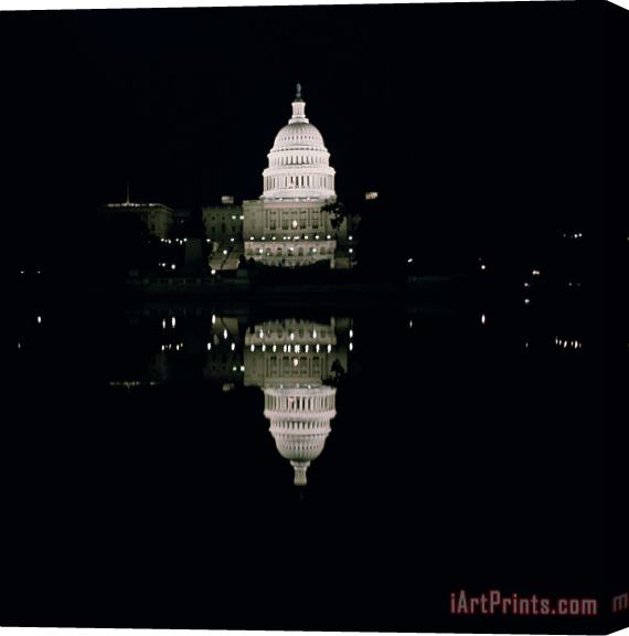 American School Night View of the Capitol Stretched Canvas Painting / Canvas Art