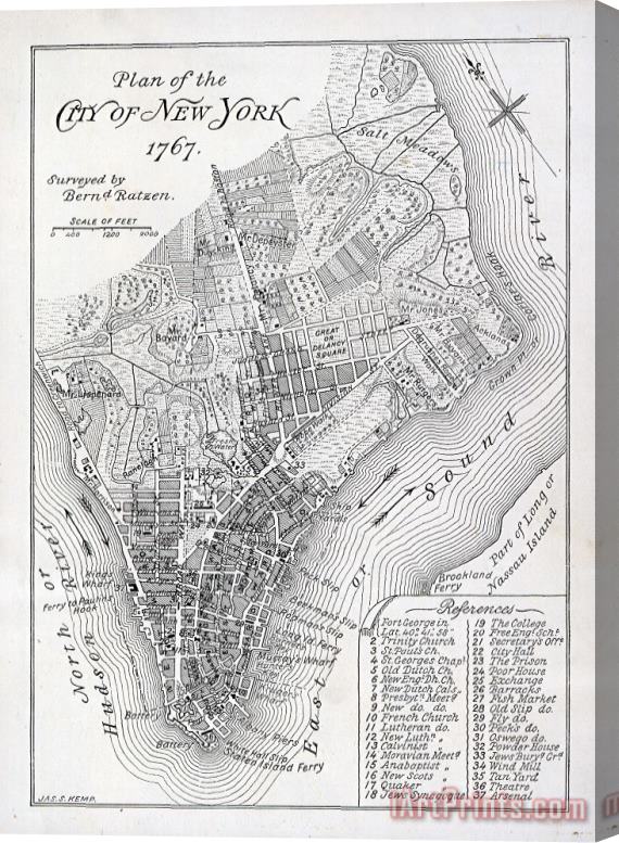 American School Plan of the City of New York Stretched Canvas Print / Canvas Art