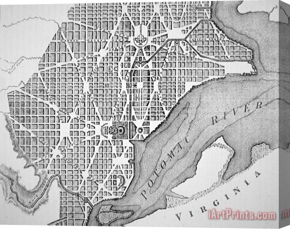 American School Plan Of The City Of Washington As Originally Laid Out In 1793 Stretched Canvas Print / Canvas Art