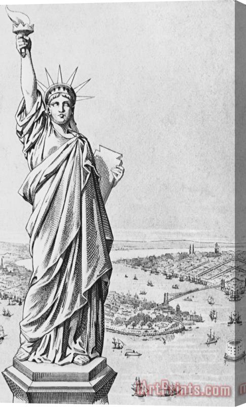 American School The Statue Of Liberty New York Stretched Canvas Print / Canvas Art