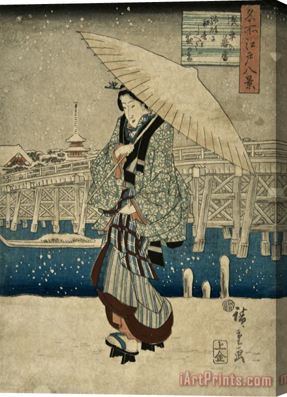Ando Hiroshige Eight Views of Edo, Evening Snow at Asakusa, Date Unknown Stretched Canvas Print / Canvas Art