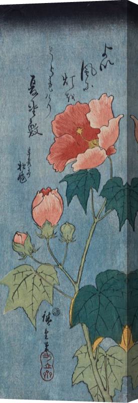 Ando Hiroshige Flowering Poppies Tanzaku Stretched Canvas Print / Canvas Art