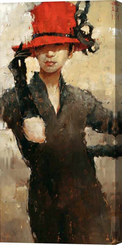 Andre Kohn Rouge Et Noir Stretched Canvas Painting / Canvas Art
