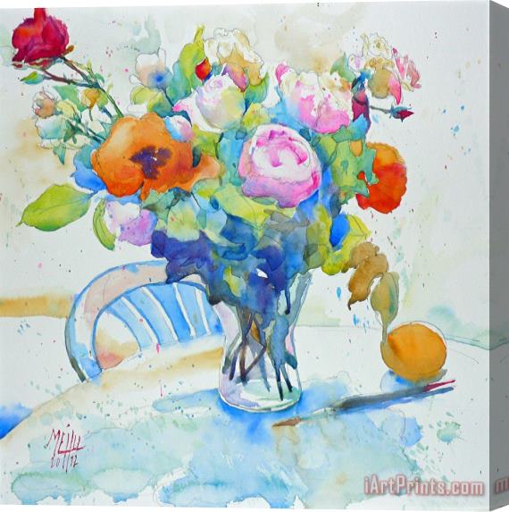 Andre Mehu Bouquet and orange Stretched Canvas Print / Canvas Art