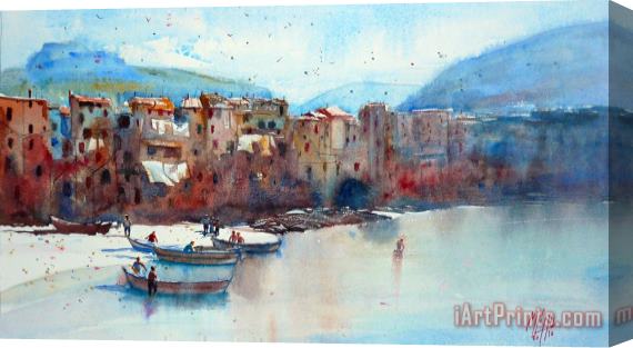 Andre Mehu Fishing boats on the beach of Cefalu Stretched Canvas Painting / Canvas Art