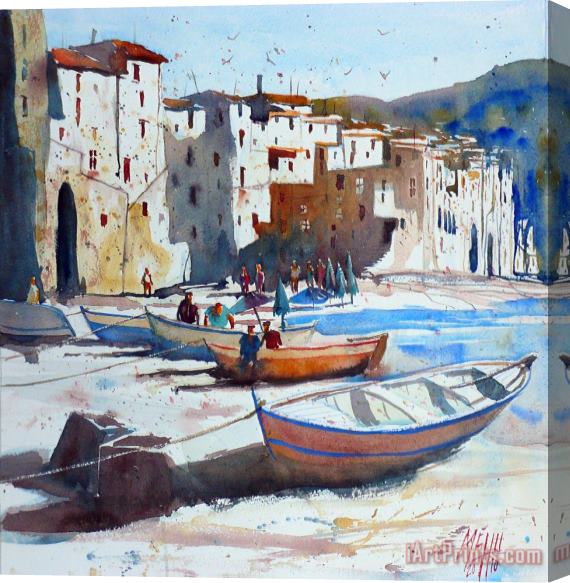 Andre Mehu On the beach of Cefalu Stretched Canvas Painting / Canvas Art