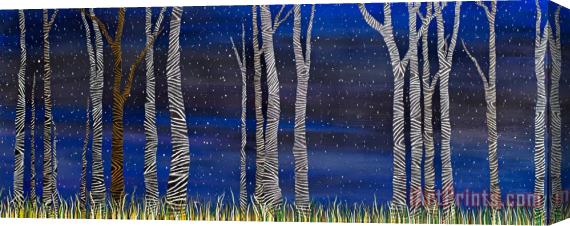 Andrea Youngman Starry Night in the Zebra Forrest Stretched Canvas Painting / Canvas Art