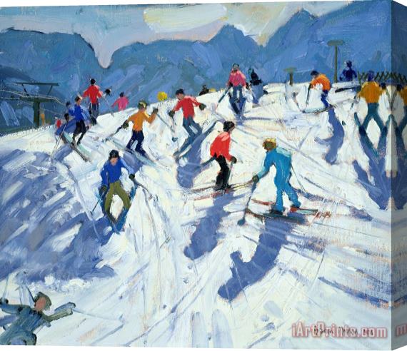 Andrew Macara Busy Ski Slope Stretched Canvas Painting / Canvas Art