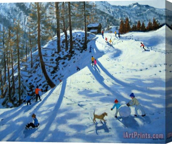 Andrew Macara Large Snowball Zermatt Stretched Canvas Print / Canvas Art