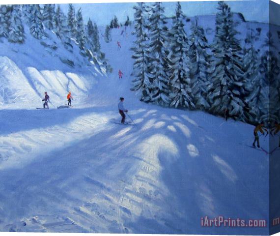 Andrew Macara Morzine ski run Stretched Canvas Print / Canvas Art