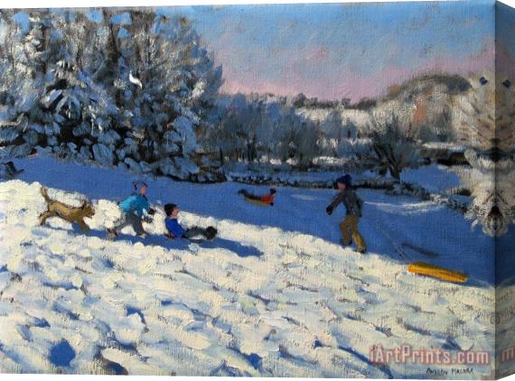 Andrew Macara Sledging Near Youlgreave Stretched Canvas Painting / Canvas Art