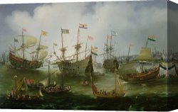New Amsterdam: Palisades Canvas Prints - The Return to Amsterdam of the Second Expedition to the East Indies by Andries van Eertvelt