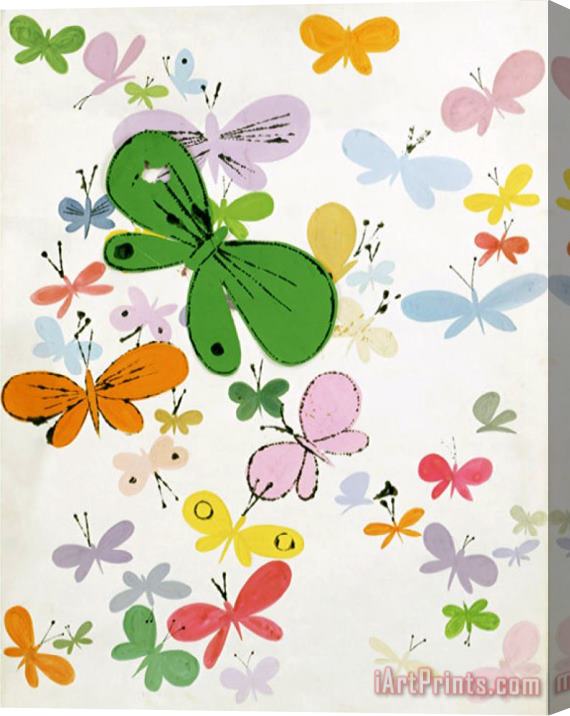 Andy Warhol Butterflies C 1955 Big Green in Middle Stretched Canvas Print / Canvas Art