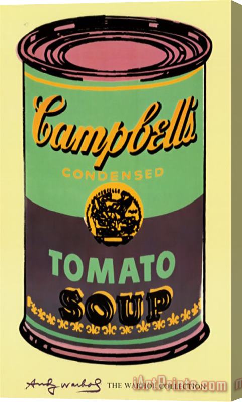 Andy Warhol Campbell's Soup Can 1965 Green And Purple Stretched Canvas Painting / Canvas Art
