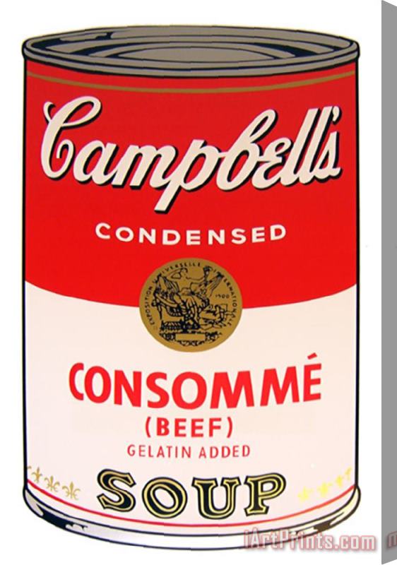 Andy Warhol Campbell's Soup Consomme Beef Stretched Canvas Print / Canvas Art
