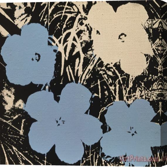 Andy Warhol Flowers C 1965 3 Blue 1 Ivory Stretched Canvas Print / Canvas Art