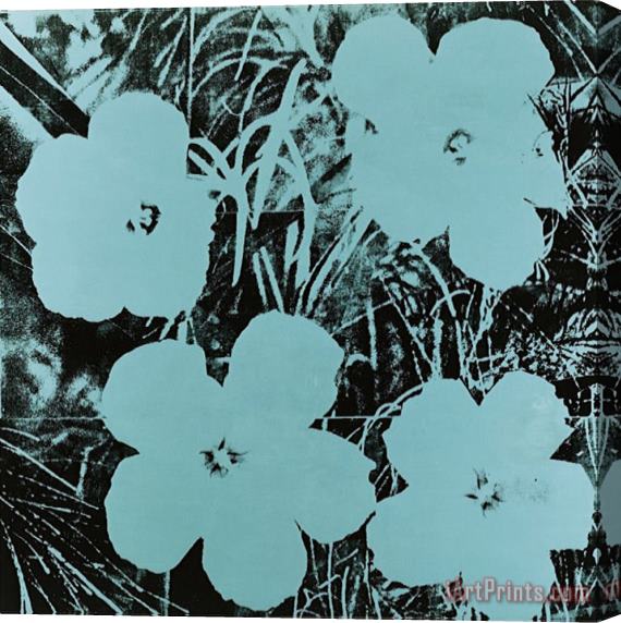 Andy Warhol Flowers C 1967 Blue Stretched Canvas Painting / Canvas Art