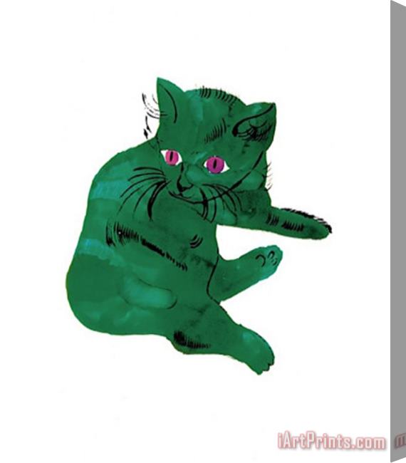 Andy Warhol Green Cat C 1956 Stretched Canvas Painting / Canvas Art