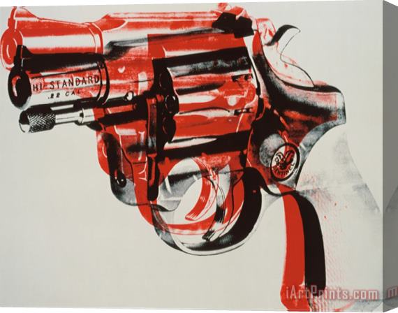 Andy Warhol Gun C 1981 82 Black And Red on White Stretched Canvas Painting / Canvas Art