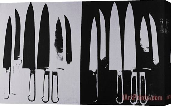 Andy Warhol Knives C 1981 82 Silver And Black Stretched Canvas Painting / Canvas Art