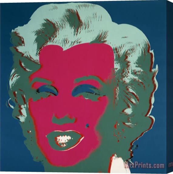 Andy Warhol Marilyn C 1967 on Peacock Blue Red Face Stretched Canvas Print / Canvas Art