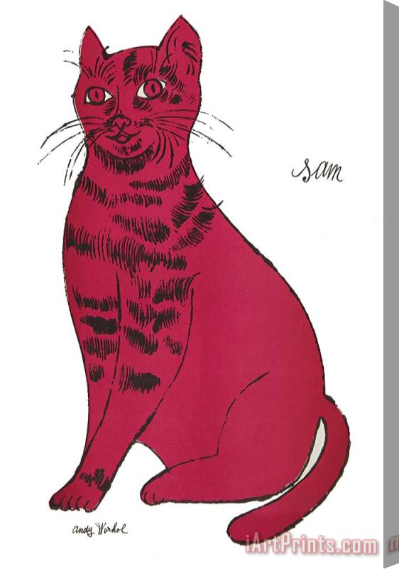 Andy Warhol pink Sam cat Stretched Canvas Print / Canvas Art
