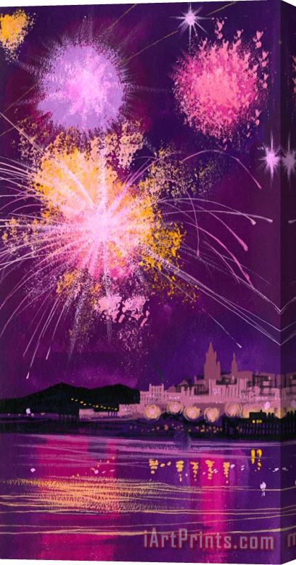 Angss McBride Fireworks in Malta Stretched Canvas Print / Canvas Art