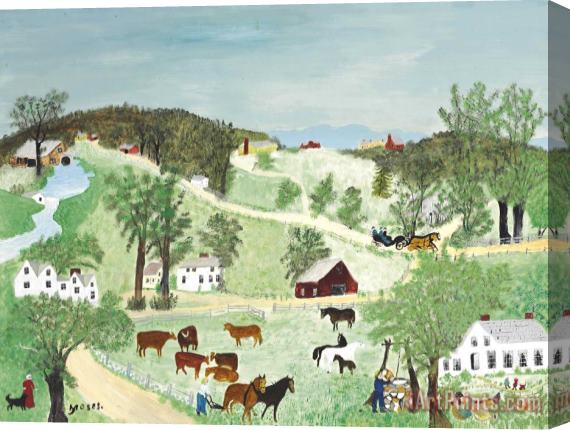 Anna Mary Robertson (grandma) Moses Cross Roads Stretched Canvas Painting / Canvas Art