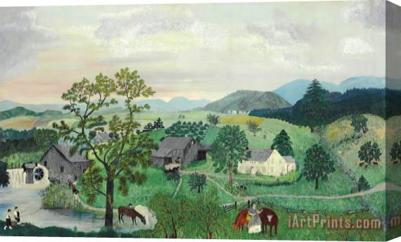 Anna Mary Robertson (grandma) Moses Landscape with a Mill Stretched Canvas Painting / Canvas Art