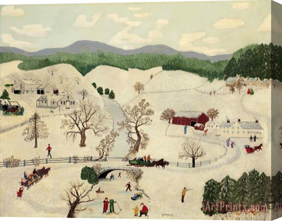 Anna Mary Robertson (grandma) Moses Over The River to Grandma's House, 1943 Stretched Canvas Print / Canvas Art