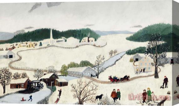 Anna Mary Robertson (grandma) Moses Over The River to Grandma's House on Thanksgiving Day, 1943 Stretched Canvas Print / Canvas Art