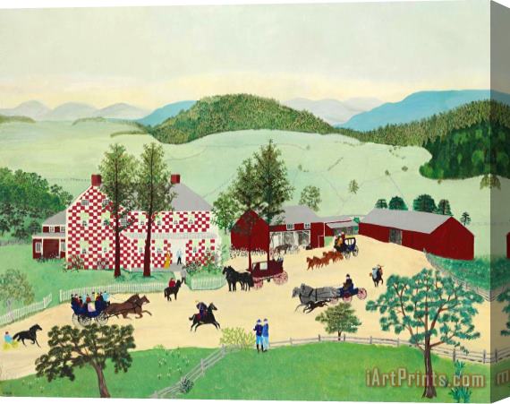 Anna Mary Robertson (grandma) Moses The Old Checkered House in 1860 Stretched Canvas Painting / Canvas Art