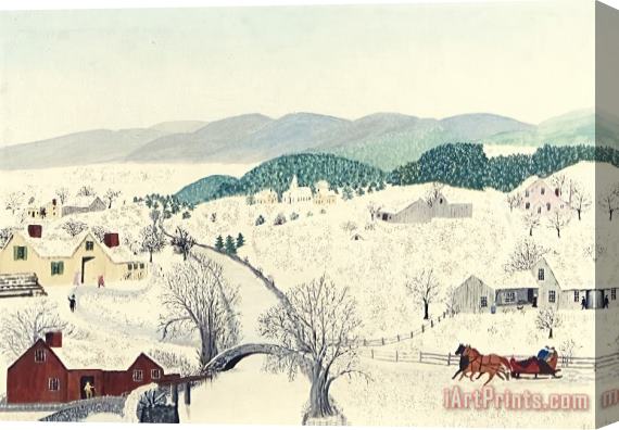 Anna Mary Robertson (grandma) Moses To Grandma's House We Go on Thanksgiving Day, 1942 Stretched Canvas Print / Canvas Art