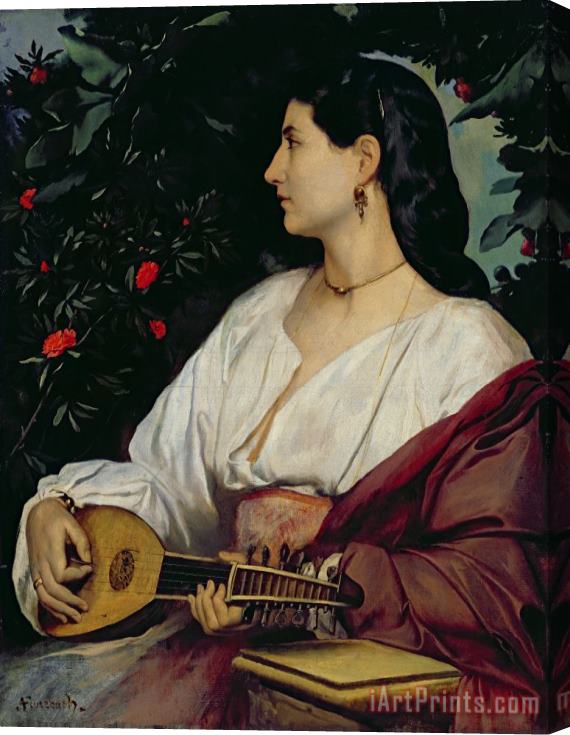 Anselm Feuerbach The Mandolin Player Stretched Canvas Painting / Canvas Art