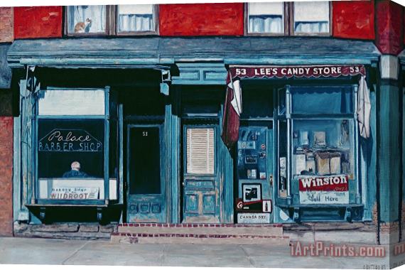 Anthony Butera Palace Barber Shop And Lees Candy Store Stretched Canvas Painting / Canvas Art