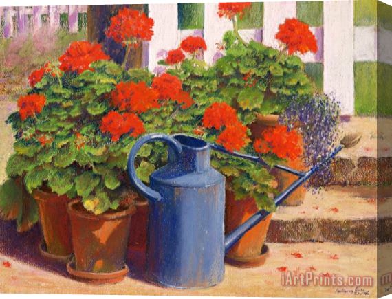 Anthony Rule The blue watering can Stretched Canvas Print / Canvas Art
