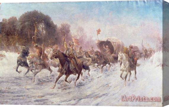 Anton Baumgartner Stoiloff Cossacks in a winter landscape Stretched Canvas Painting / Canvas Art