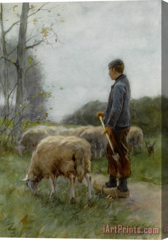 Anton Mauve A Shepherd And His Flock Stretched Canvas Painting / Canvas Art