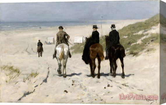 Anton Mauve Morning Ride on The Beach Stretched Canvas Print / Canvas Art