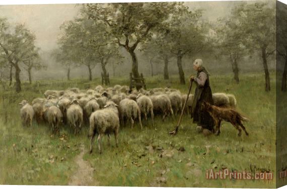 Anton Mauve Shepherdess with a Flock of Sheep Stretched Canvas Painting / Canvas Art