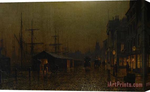 Arthur E. Grimshaw Dock Scene in Glasgow Stretched Canvas Painting / Canvas Art