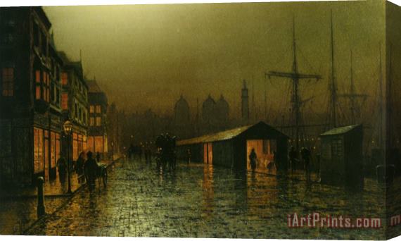 Arthur E. Grimshaw Hull Docks by Night Stretched Canvas Print / Canvas Art