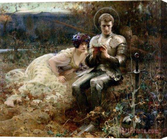 Arthur Hacker The Temptation of Sir Percival Stretched Canvas Painting / Canvas Art